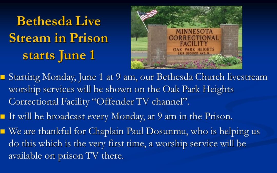 Pray for outreach on Prison TV Channel